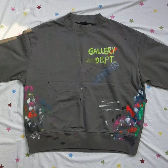 Gallery Dept Hand-Painted Ink Splatter Crew Neck Sweatshirt - Picture 2 of 6